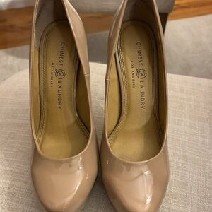 Chinese Laundry Nude Patent Round-Toe Pumps